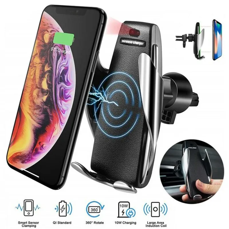 Поставка за телефон с Wireless Charger - Сива - 0
