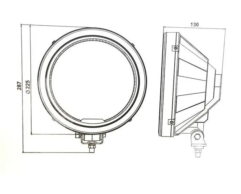 Комплект 2 Броя Халоген, Фар, Ø 225мм, 12V 24V, Крушка H1 + 6 LED ЛЕД Диода, E-Mark, За Камион, Трактор, Багер, Земеделски Машини и др. - 1