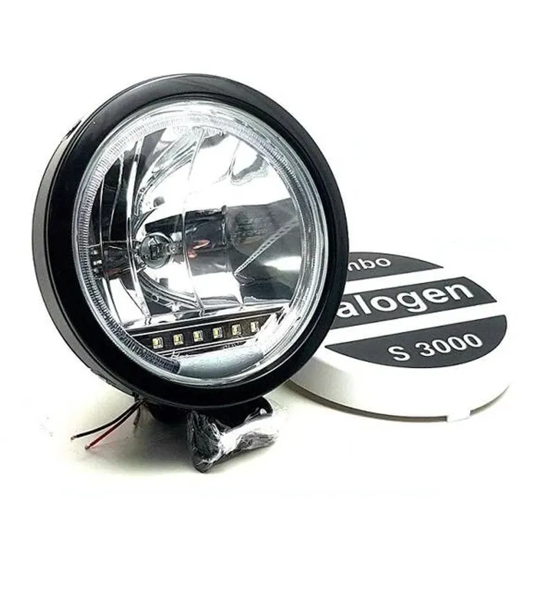 Комплект 2 Броя Халоген, Фар, Ø 225мм, 12V 24V, Крушка H1 + 6 LED ЛЕД Диода, E-Mark, За Камион, Трактор, Багер, Земеделски Машини и др. - 5