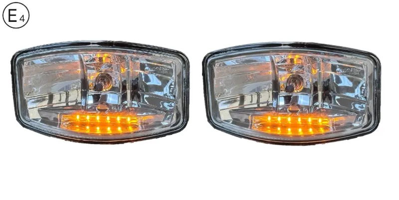 Комплект от 2 броя Халогени Фарове 12V-24V с крушка H7 + 6 ЖЪЛТИ LED габаритни светлини E-Mark За Камион Трактор Багер Земеделски Машини и др. - 0