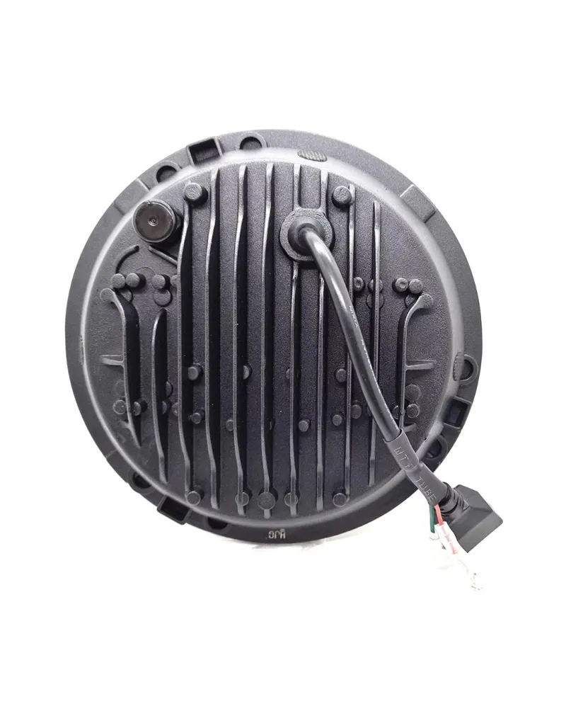 Комплект от 2бр. универсален 7 инча 18см ЛЕД LED фар лампа халоген 12V-24V къси/дълги с DRL дневни светлини мигач бяло-жълто 6500lm за АТВ джип мотоциклет камион трактор и др - 8