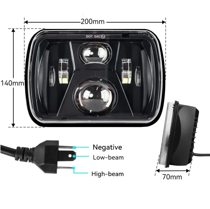 Комплект от 2бр. универсален 45W ЛЕД LED фар лампа халоген 12V-24V къси/дълги 20 x 14cm за АТВ джип мотоциклет камион трактор и др. - 7