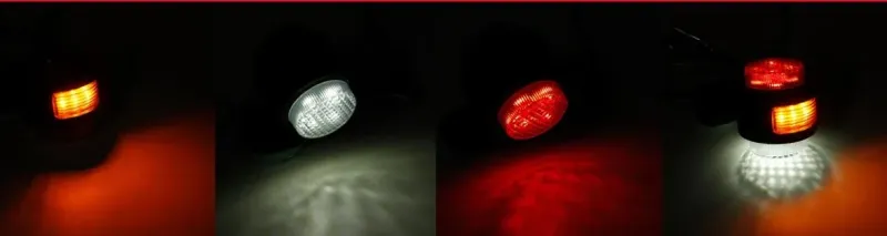 Комплект от 2 броя LED ЛЕД светодиодни габарити токоси рогче рогчета на 12V с три светлини бяла-жълта-червена - 3