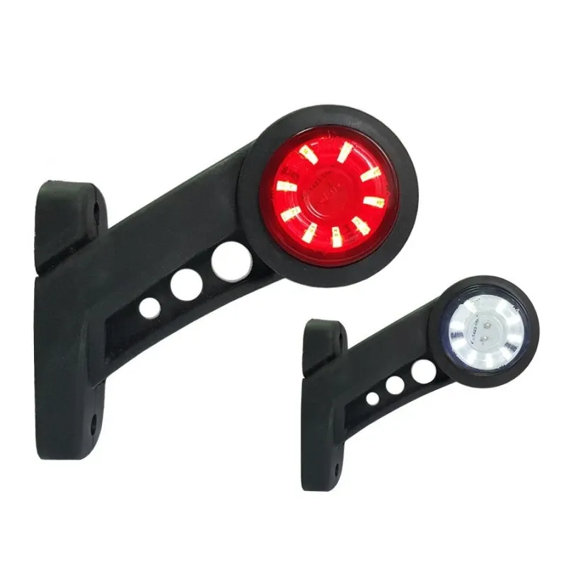 Комплект от 2 броя 12- 24V LED ЛЕД рогчета странични габаритни светлини въртящи се с ротация за камион ремарке платформа каравана и др. бяло-червено - 1