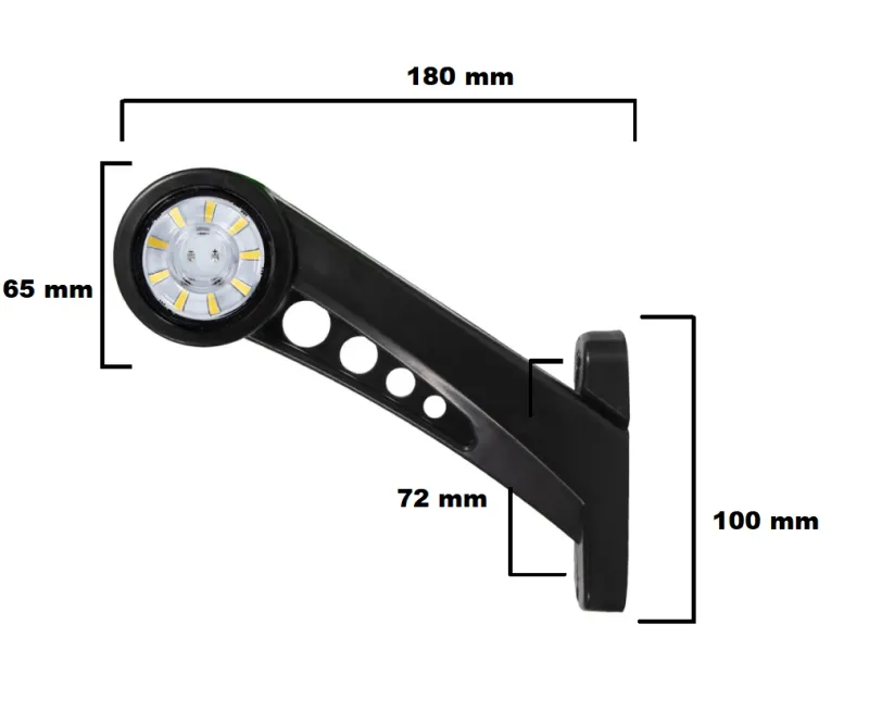 Комплект от 2 броя 12- 24V LED ЛЕД рогчета странични габаритни светлини въртящи се с ротация за камион ремарке платформа каравана и др. бяло-червено 180 Х 65 mm - 1