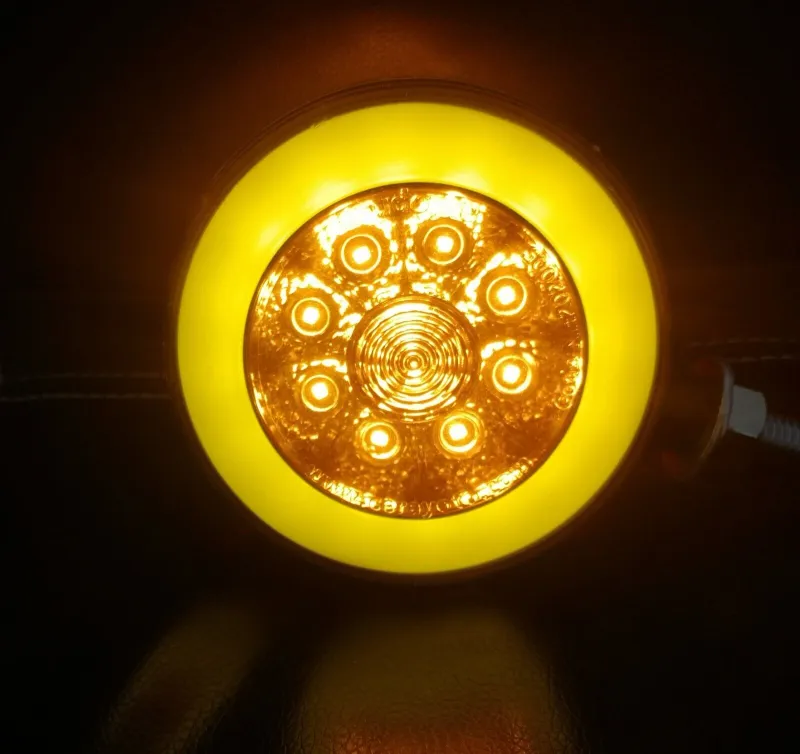 Комплект от 2 броя ЛЕД LED габарит за огледало ОБЕЦИ за камион 12-24V Scania Сканиа Volvo Волво MAN МАН DAF ДАФ Mercedes Мерцедес с ефект Неон Neon в оранжево-червено - 5