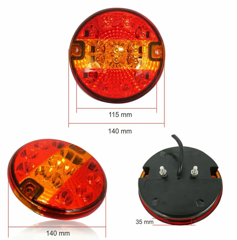 Комплект 2 Броя LED Лед Диоден Стоп Тип Хамбургер, Slim, Ø14cm, 12V-24V, За Камион, Ремарке, Бус , Каравана, Кемпер - 2