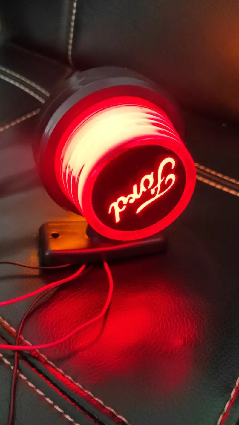 Комплект от 2 броя LED ЛЕД страничен габарит рогче 12 -24V оранжево - червено “old school” Неон Ефект с лого FD - 3