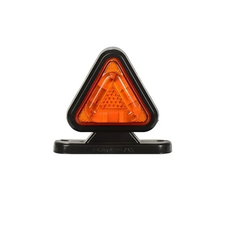 Комплект от 2 броя 18LED ЛЕД мини светодиоднен габарит токос тип рогче 12 - 24V жълто - червено с триъгълна форма Неон Ефект за ремаркета платформи камиони и др. - 2