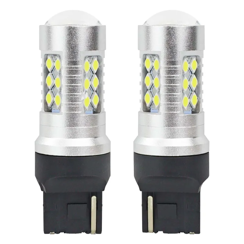 Комплект от 2бр. LED Лед Диодни крушки T20 W21W Canbus 3030 24SMD 12V-24V бяла светлина - 2