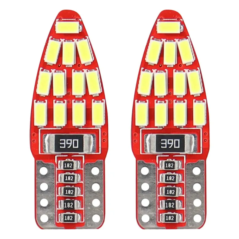Комплект от 2бр. LED Лед Диодни Крушки За Габарит Т10 W5W Canbus 3014 24SMD 12V Бяла Светлина - 0