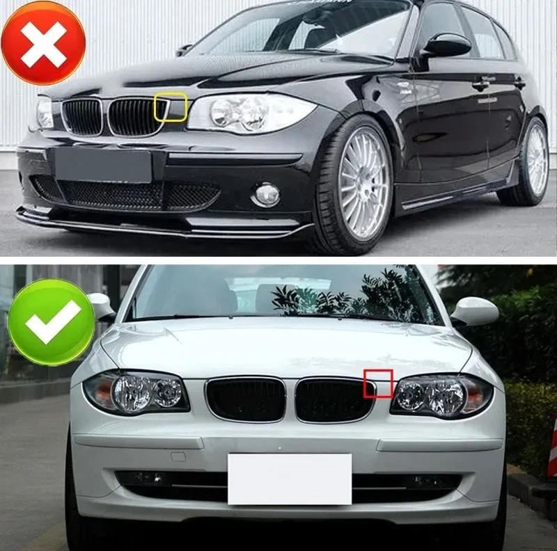 Двойни Бъбреци Решетки За БМВ BMW 1-ва Серия Фейслифт Facelift E81 E82 E87 E88 2008г.-2011г. Черен Гланц Лак - 5