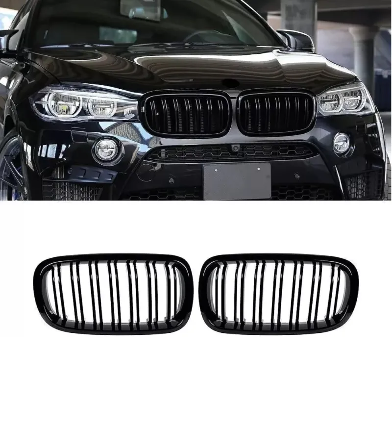 Двойни Бъбреци Решетки За БМВ BMW X5 X6 F15 F85 F16 F86 2014+ Черен Гланц Лак - 13