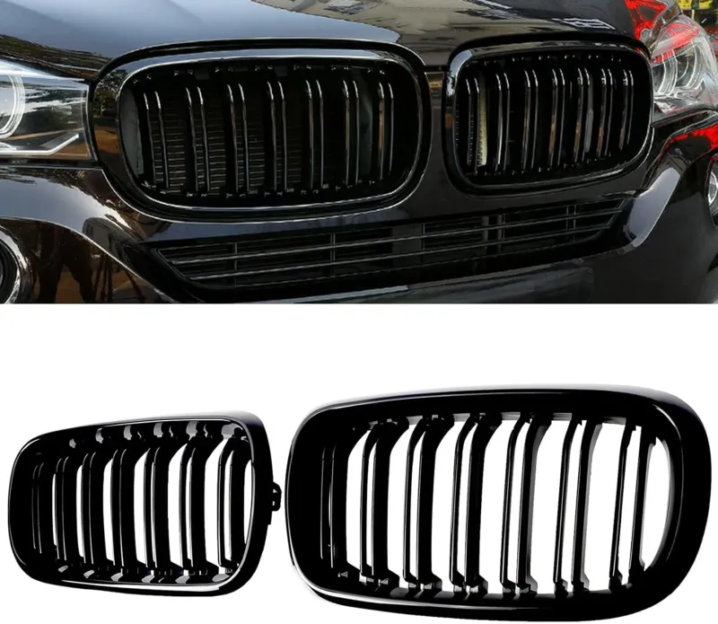 Двойни Бъбреци Решетки За БМВ BMW X5 X6 F15 F85 F16 F86 2014+ Черен Гланц Лак - 6