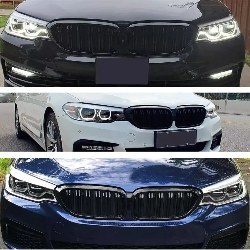 Двойни Бъбреци Решетки За BMW 5 Series БМВ 5-та Серия G30 G31 G38 2017-2019г. 520i, 523i, 528i, 530i, 535i, 550i, 520d, 530d, 530e, 530eX, 530iX, 550iX (xDrive), 540dXЧерен Гланц Лак - 12