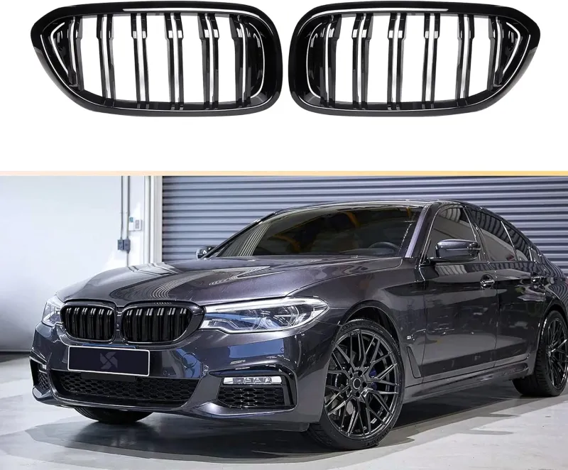 Двойни Бъбреци Решетки За BMW 5 Series БМВ 5-та Серия G30 G31 G38 2017-2019г. 520i, 523i, 528i, 530i, 535i, 550i, 520d, 530d, 530e, 530eX, 530iX, 550iX (xDrive), 540dXЧерен Гланц Лак - 0