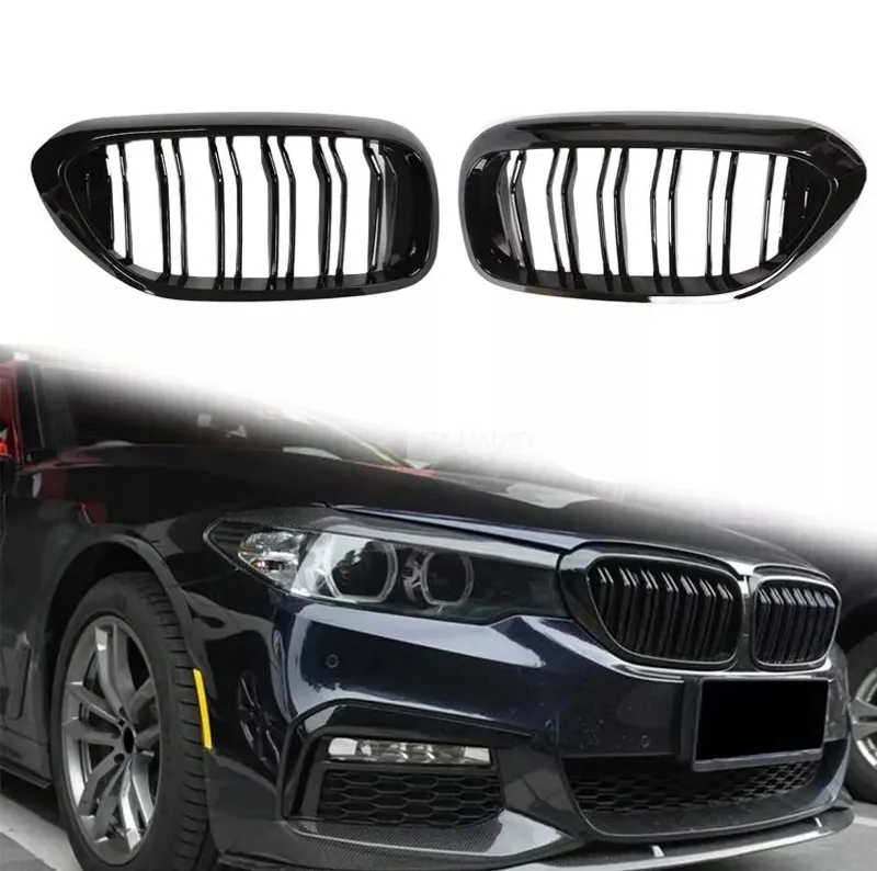 Двойни Бъбреци Решетки За BMW 5 Series БМВ 5-та Серия G30 G31 G38 2017-2019г. 520i, 523i, 528i, 530i, 535i, 550i, 520d, 530d, 530e, 530eX, 530iX, 550iX (xDrive), 540dXЧерен Гланц Лак - 3