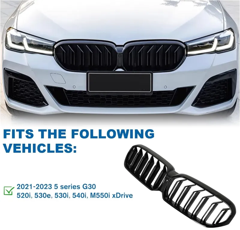 Двойни Бъбреци Решетки За BMW 5 SERIES G30 G31 LCI БМВ 5-та Серия Facelift BMW G30 G31 G38 2020г.-2023г. Черен Гланц Лак - 8