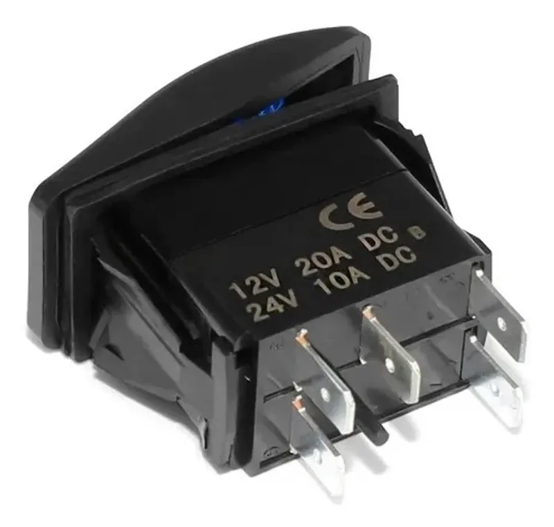 Копче, Бутон, За Вграждане, за LED Лед Бар, Халоген, Светлини, 12V - 24V, Надпис ROOF LIGHTS , Синя Светлина - 9
