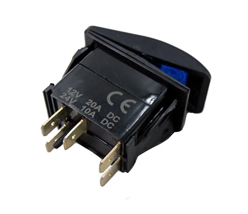 Копче, Бутон, За Вграждане, за LED Лед Бар, Халоген, Светлини, 12V - 24V, Надпис  ROOF LED LIGHT BAR , Синя Светлина - 1