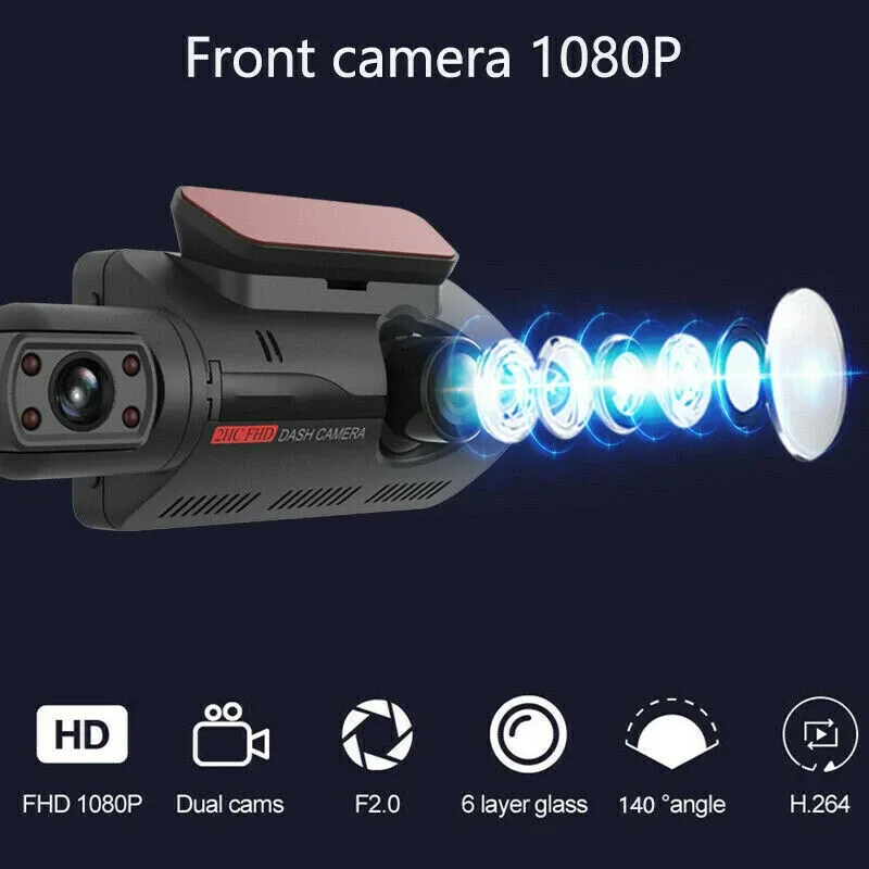 Авторегистратор видeорегистратор записваща видеокамера за автомобил Full HD 1080P 2 камери + 32 GB Micro SD Card карта с памет 85 x 50 mm - 4