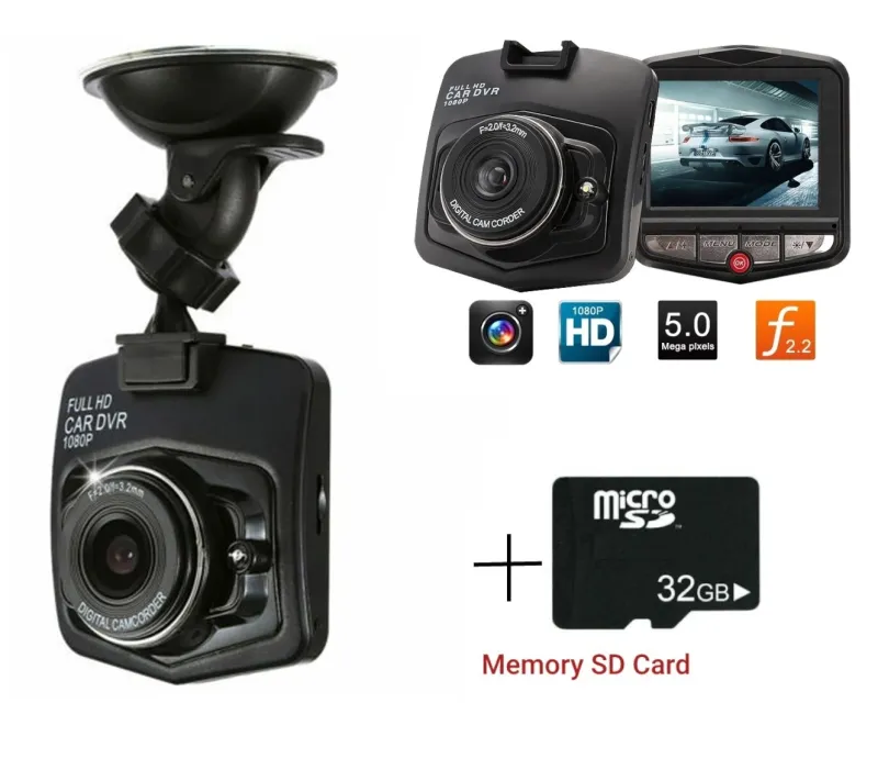 Видеорегистратор цифрова видеокамера рекордер Full HD 1080 + 32 GB Micro SD Card карта с памет 6.5 х 7 см 12/24V - 0