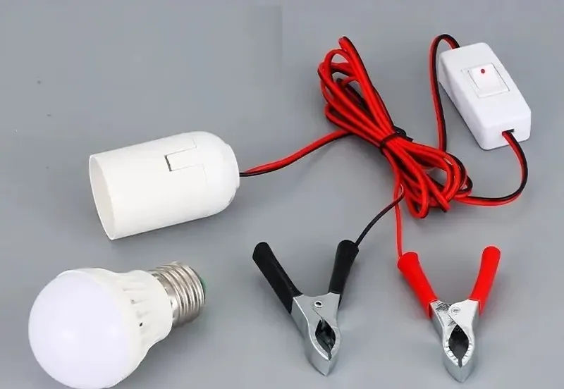 Подвижна работна LED лампа с щипки кабел и ключ 12V 9W - 2