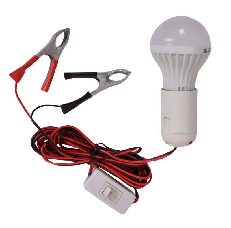 Подвижна работна LED лампа с щипки кабел и ключ 12V 9W - 0
