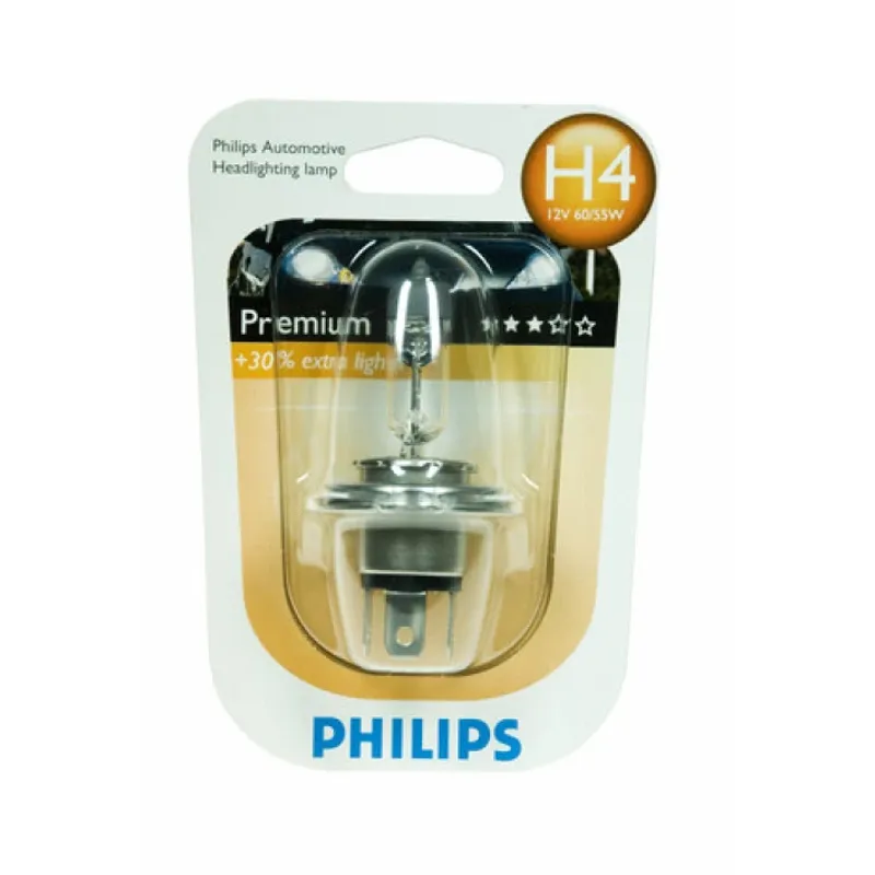 1 брой Халогенна крушка за фар H4 +30% светлина 60 / 55W 12V P14 / 5s Philips - 1