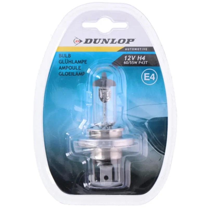 1 брой Халогенна крушка за фар H4 60 / 55W, 12V P43T E4 Dunlop - 1