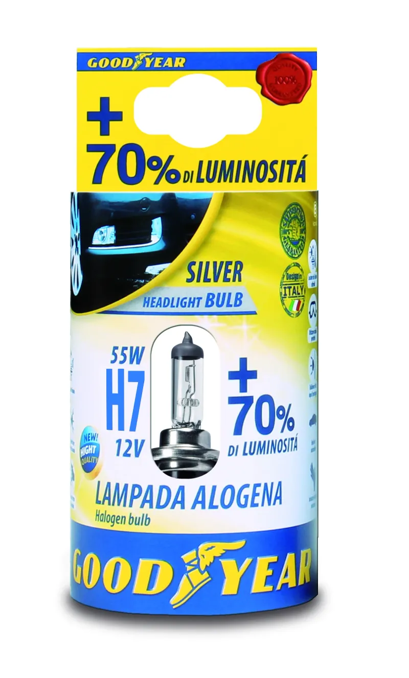 1 брой халогенна крушка H7 Х7 12V 55W + 70% 3000K E4 Goodyear Гудиър - 0