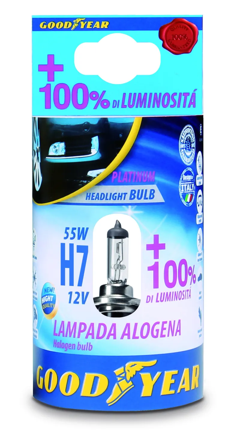 1 брой халогенна крушка H7 Х7 12V 55W + 100% 4000K E4 Goodyear Гудиър - 1