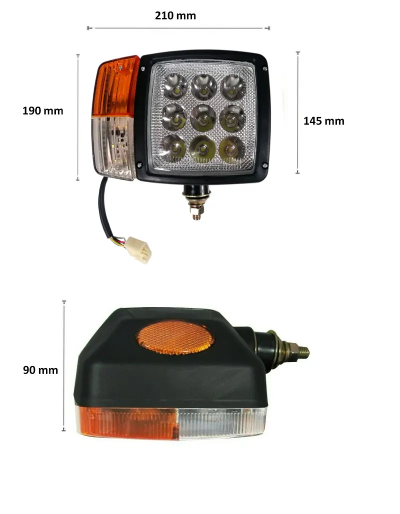 Комплект LED Фарове с Мигач, Габарит, Подходящ за Трактор, Комбайн, Багер, Снегорин и др - 9 диода 27W 12-24V 2200-2700 lm - 1