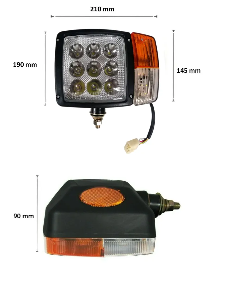 Комплект LED Фарове с Мигач, Габарит, Подходящ за Трактор, Комбайн, Багер, Снегорин и др - 9 диода 27W 12-24V 2200-2700 lm - 3