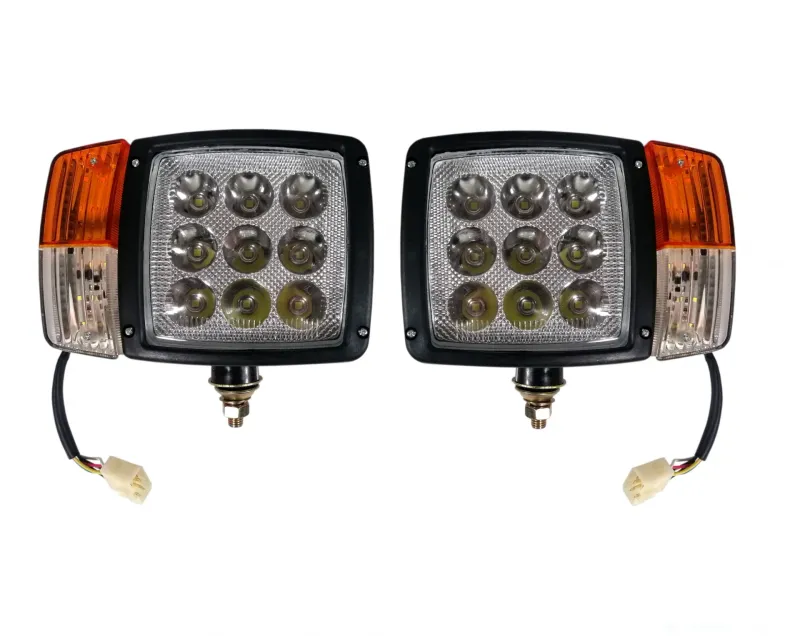 Комплект LED Фарове с Мигач, Габарит, Подходящ за Трактор, Комбайн, Багер, Снегорин и др - 9 диода 27W 12-24V 2200-2700 lm - 0