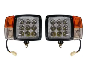 Комплект LED Фарове с Мигач, Габарит, Подходящ за Трактор, Комбайн, Багер, Снегорин и др - 9 диода 27W 12-24V 2200-2700 lm