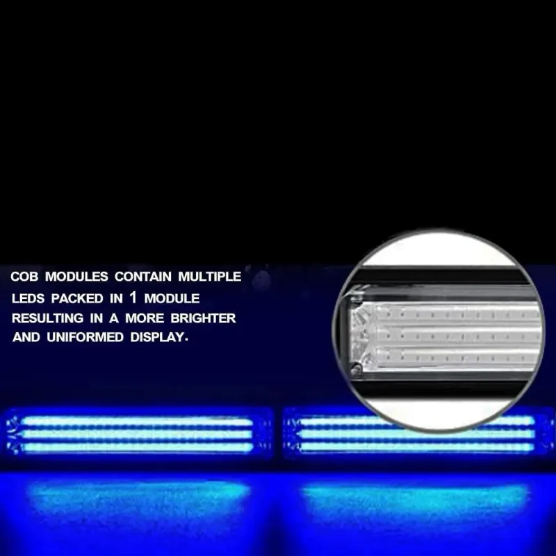 12V 24V Лед Led Диодна Мощна Синя Аварийна Сигнална Лампа Буркан 97.5 см 10 режина За Пътна Помощ Платформа Снегорин и др. - 2