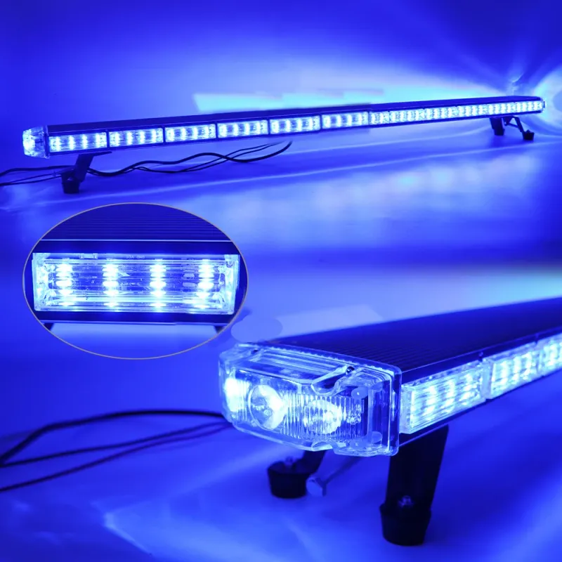 12V 24V Лед Led Диодна Мощна Синя Аварийна Сигнална Лампа Буркан 97.5 см 10 режина За Пътна Помощ Платформа Снегорин и др. - 4