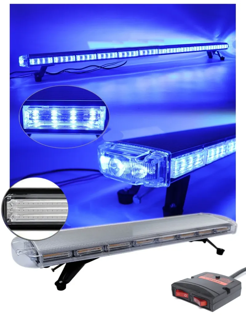 12V 24V Лед Led Диодна Мощна Синя Аварийна Сигнална Лампа Буркан 97.5 см 10 режина За Пътна Помощ Платформа Снегорин и др. - 0