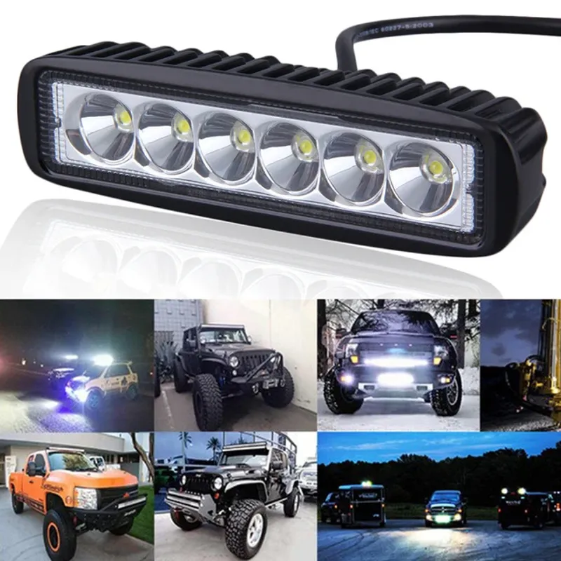 6 LED 18W Халоген Водоустойчива Светлина Работна Лампа 10-30V за Ролбар АТВ, Джип Разпръсната Светлина FLOOD - 4