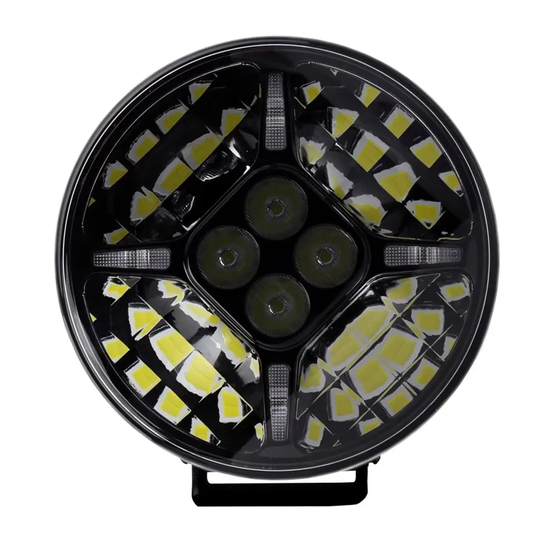 1 брой LED Диоден Халоген Фар с DRL бяло-жълт Ø 218 мм 12V-24V 120W Dark knight За Джип Камион Трактор Багер Земеделски Машини и др. - 5