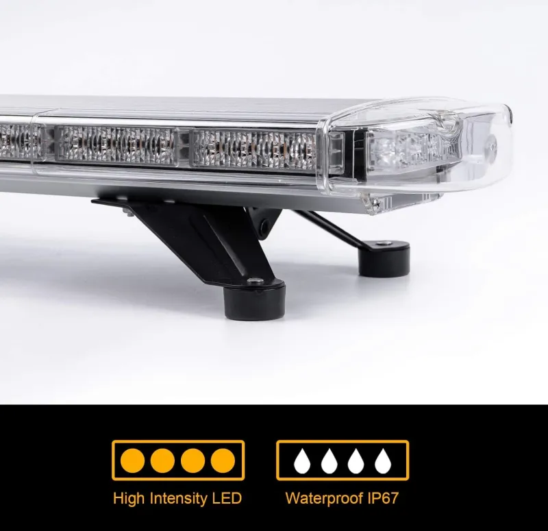 Мощна аварийна сигнална лампа 98 см 72 LED ЛЕД блиц маяк буркан лед бар 12-24V със 15 режима на работа жълта за пътна помощ платформа снегорин багер бус ван и др. - 7