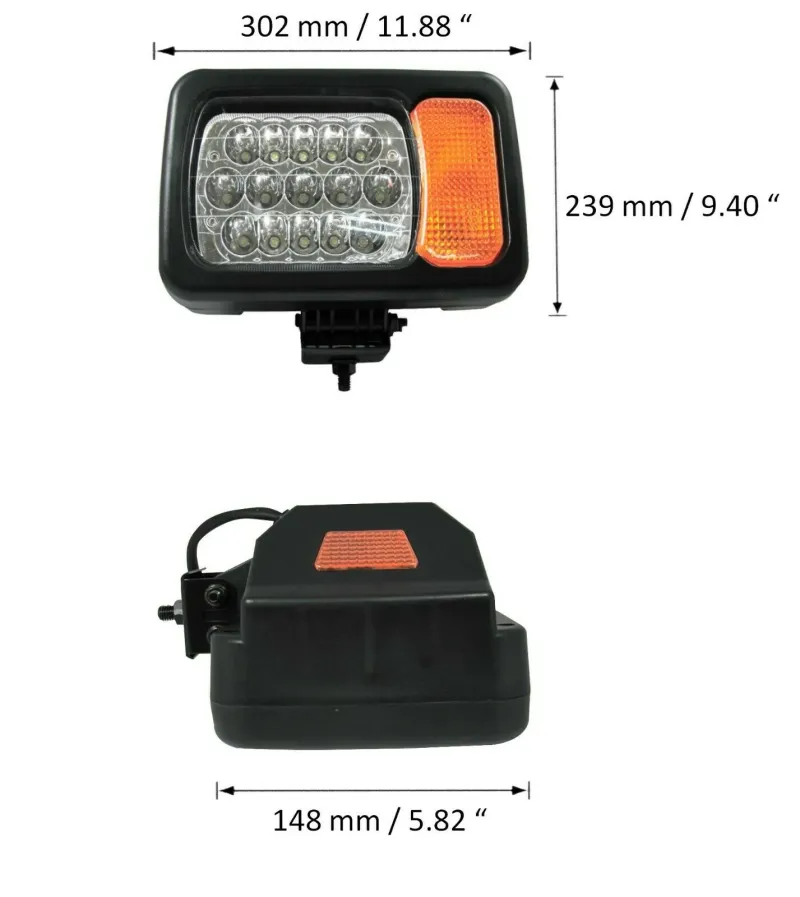 Комплект LED фарове - къси / дълги светлини, мигач, рефлектор - подходящ за трактор, комбайн, багер и др - 16 диода - 1