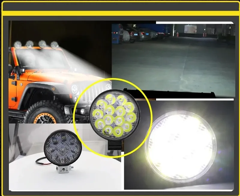Комплект от 2бр. 42W Мини Лед LED Диоден Фар Халоген Дневни Светлини 12V - 24V за автомобил офроуд бус ван камион - 14