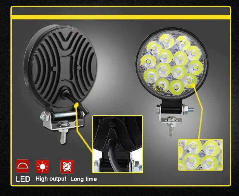 Комплект от 2бр. 42W Мини Лед LED Диоден Фар Халоген Дневни Светлини 12V - 24V за автомобил офроуд бус ван камион - 2