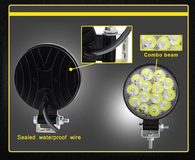 Комплект от 2бр. 42W Мини Лед LED Диоден Фар Халоген Дневни Светлини 12V - 24V за автомобил офроуд бус ван камион - 5