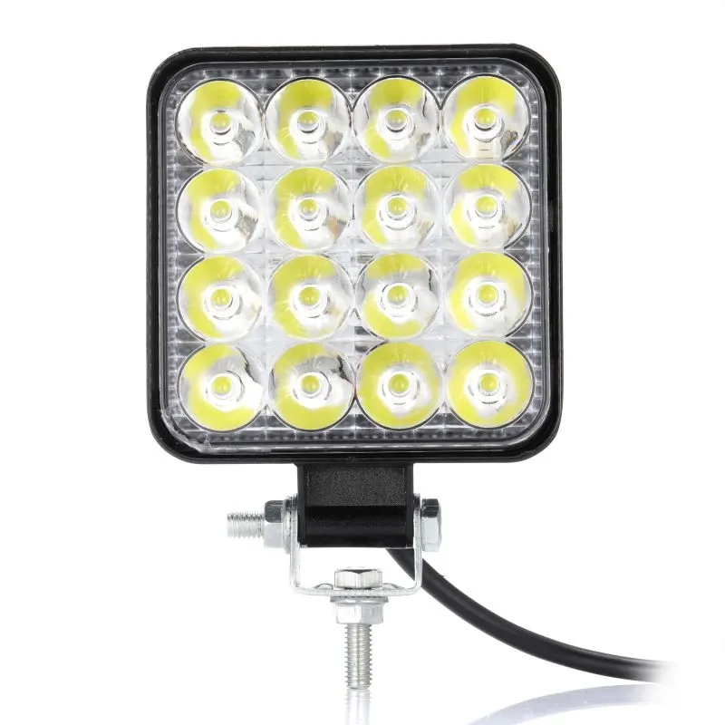 Комплект от 2бр. 48W Мини Лед LED Диоден Фар Халоген Дневни Светлини 12V - 24V за автомобил офроуд бус ван камион - 11