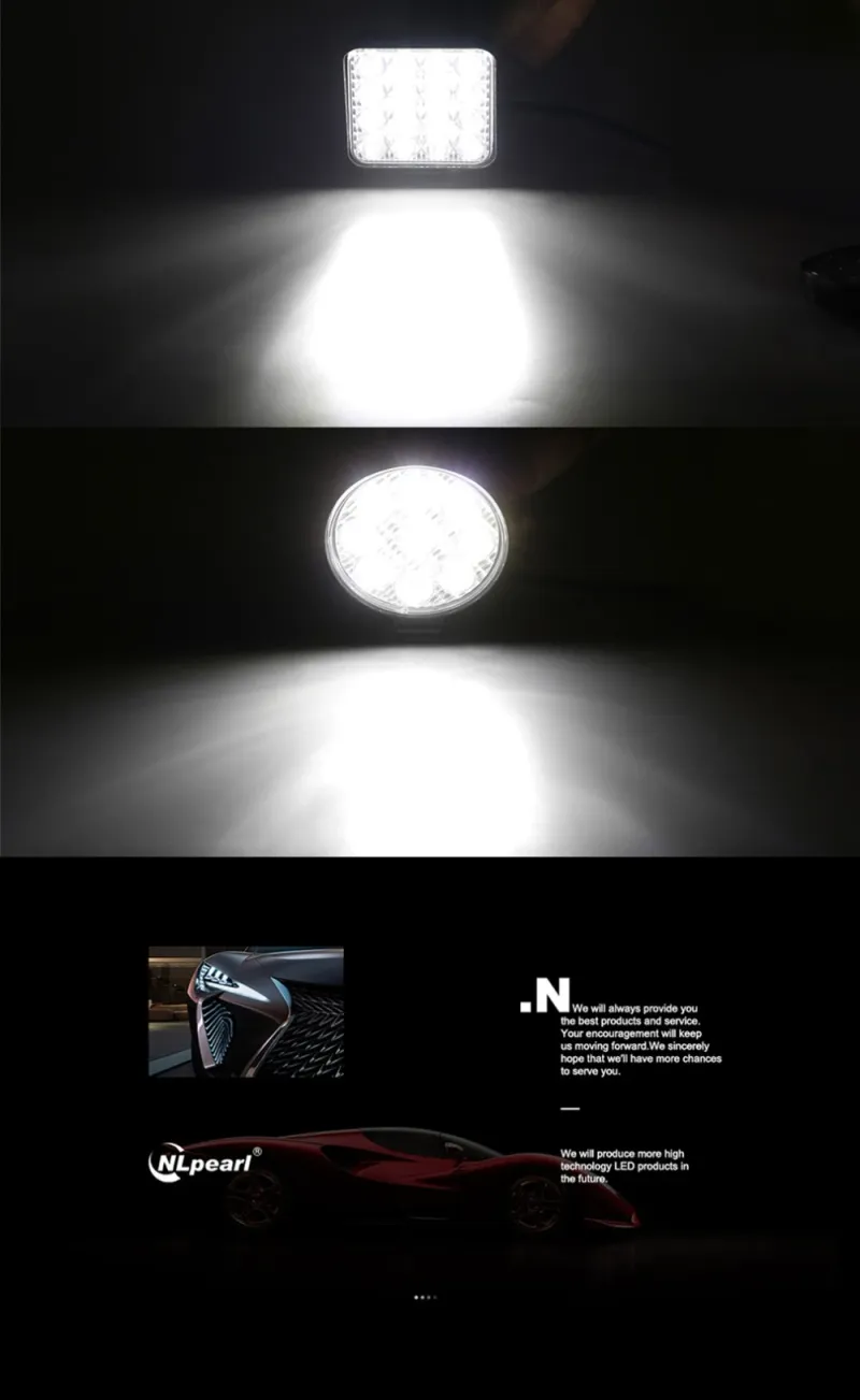 Комплект от 2бр. 48W Мини Лед LED Диоден Фар Халоген Дневни Светлини 12V - 24V за автомобил офроуд бус ван камион - 5