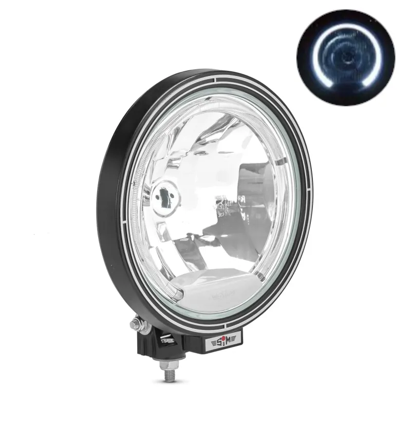 23см Кръгъл халогенен фар светлини за мъгла с насочена светлина + LED Angel Eye ЛЕД Функция Ангелски Очи 12/24V Бяла светлина Бял - 1