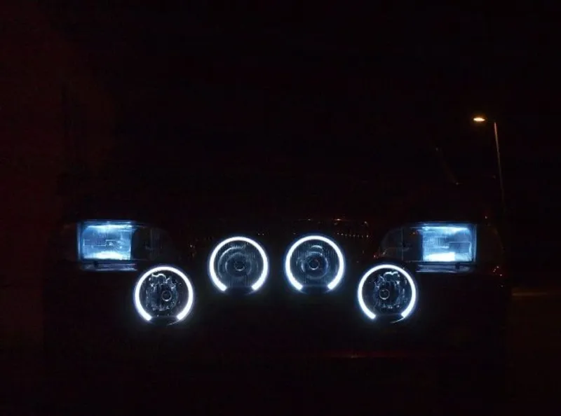 23см Кръгъл халогенен фар светлини за мъгла с насочена светлина + LED Angel Eye ЛЕД Функция Ангелски Очи 12/24V Бяла светлина Бял - 0